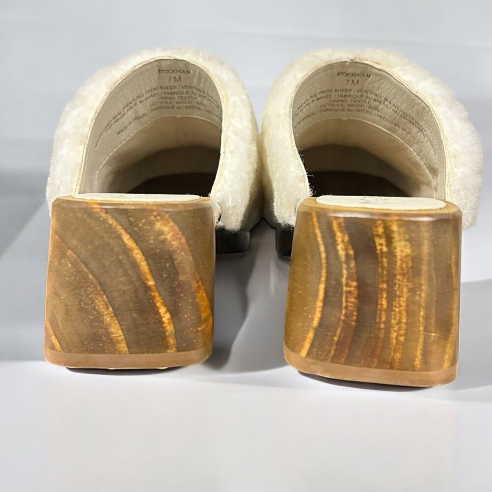 Matisse Stockholm Shearling Clogs Womens Size 7M Slip-On Block Heel Shoes Brazil - Picture 6 of 16